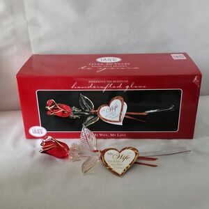 Handcrafted Red Glass Rose Gift for Wife - My Wife Heart Plaque